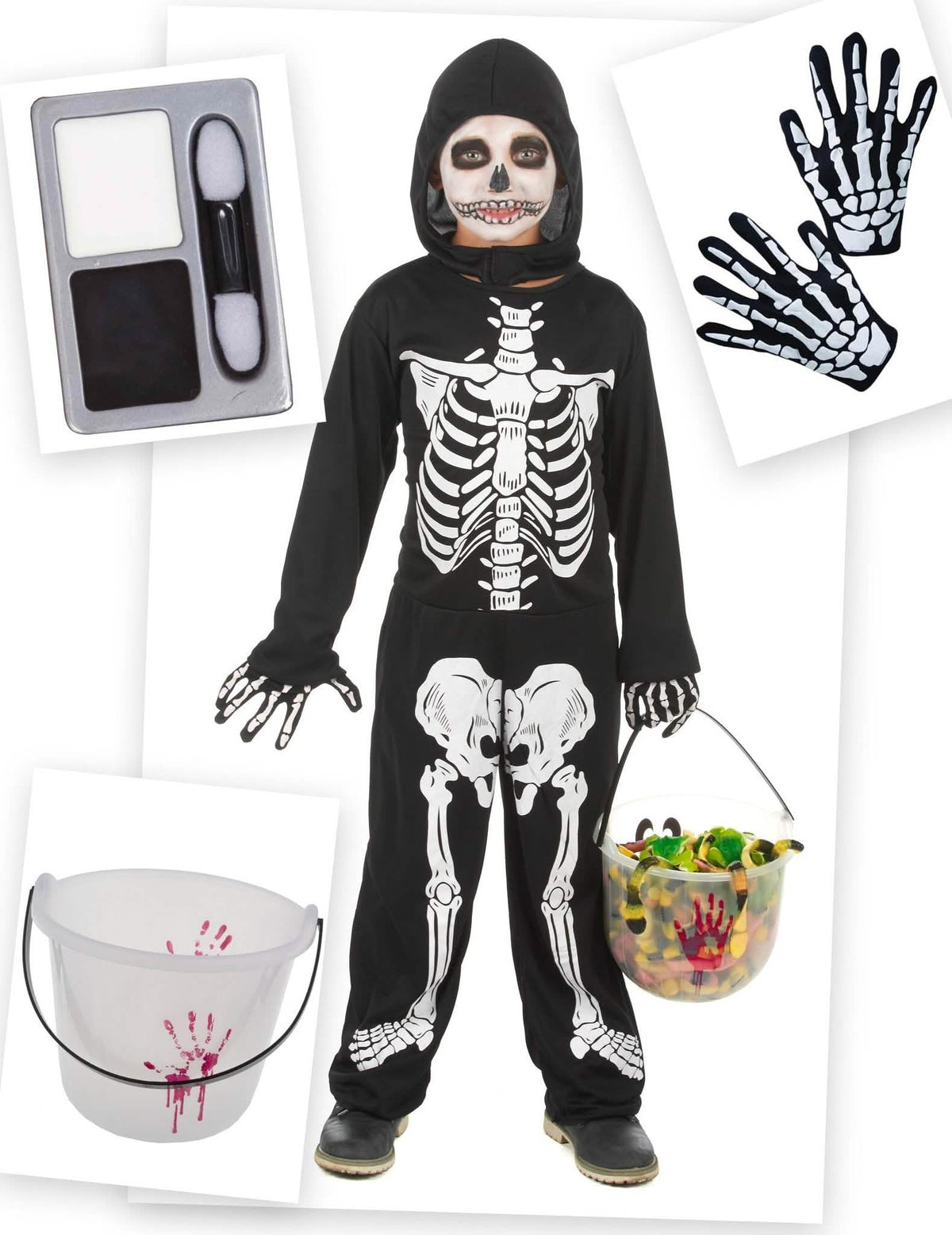 Balíček kostýmu kostry na Halloween pre chlapca
