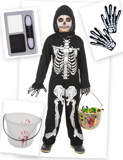 Balíček kostýmu kostry na Halloween pre chlapca