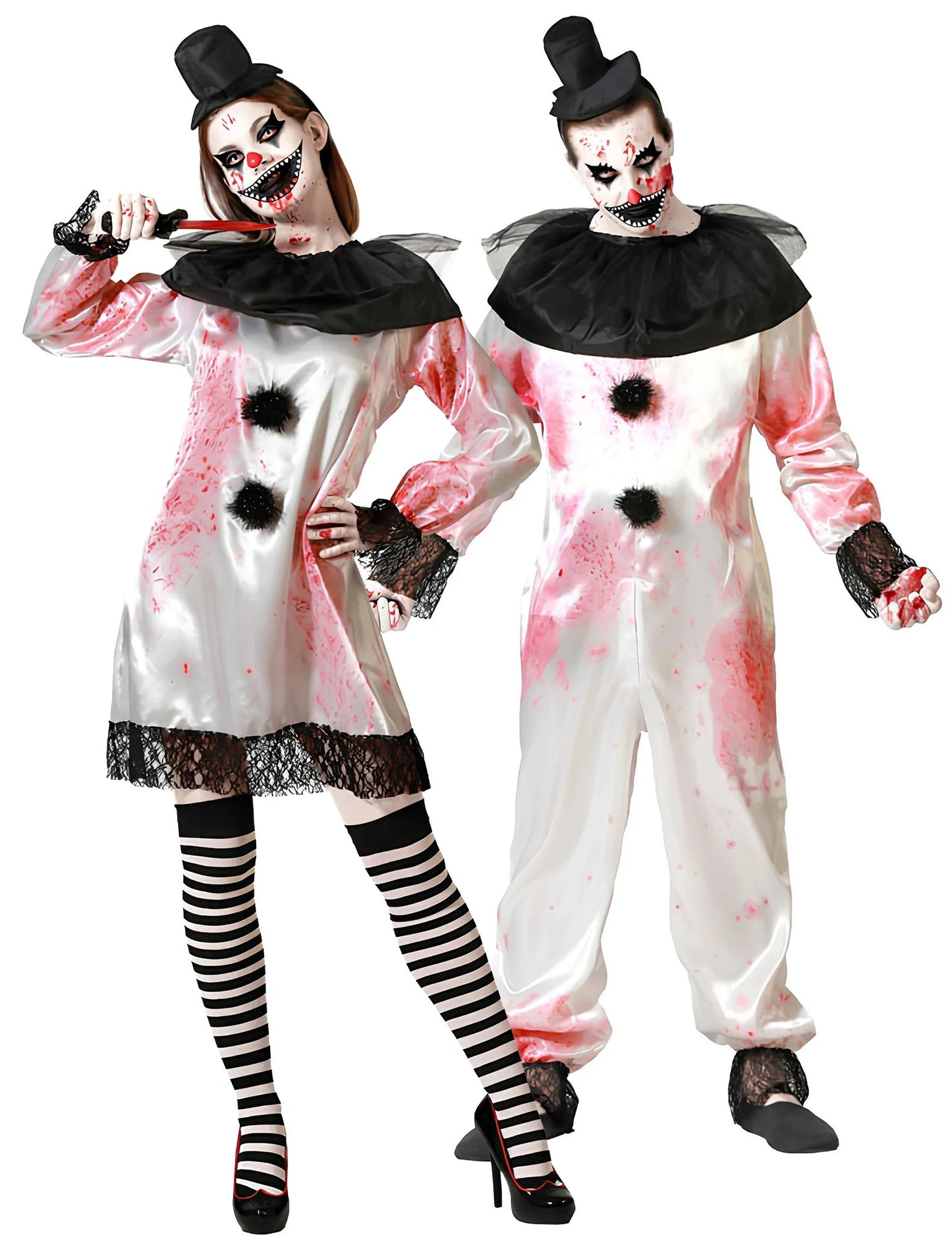 Párový kostým Pierrot vrah pre dospelých na Halloween