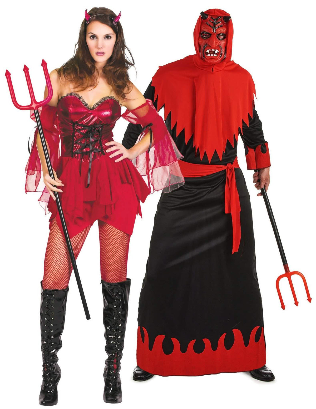 Párový kostým sexy diablík a diablica na Halloween pre dospelých
