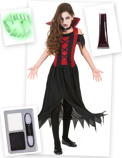 Balíček kostýmu červenej upírky na Halloween pre dievča
