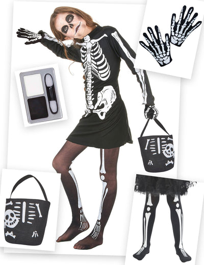 Balík kostým kostry na Halloween pre dievča