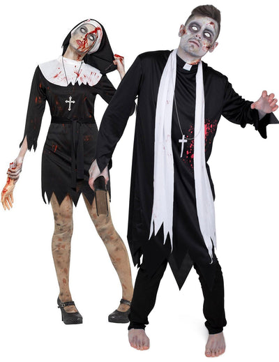 Halloweensky párový zombie kostým náboženského páru