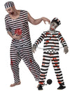 Strašidelný zombie väzenský kostým pre pár otec a syn na Halloween