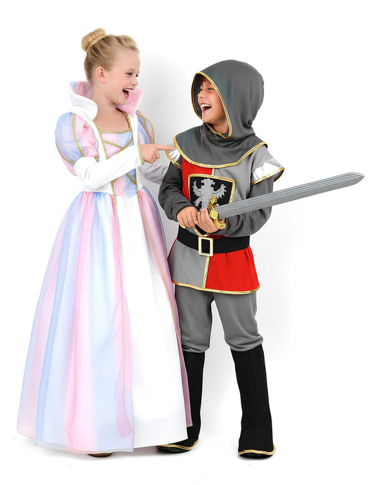 Detský pár kostým rytiera a princeznej