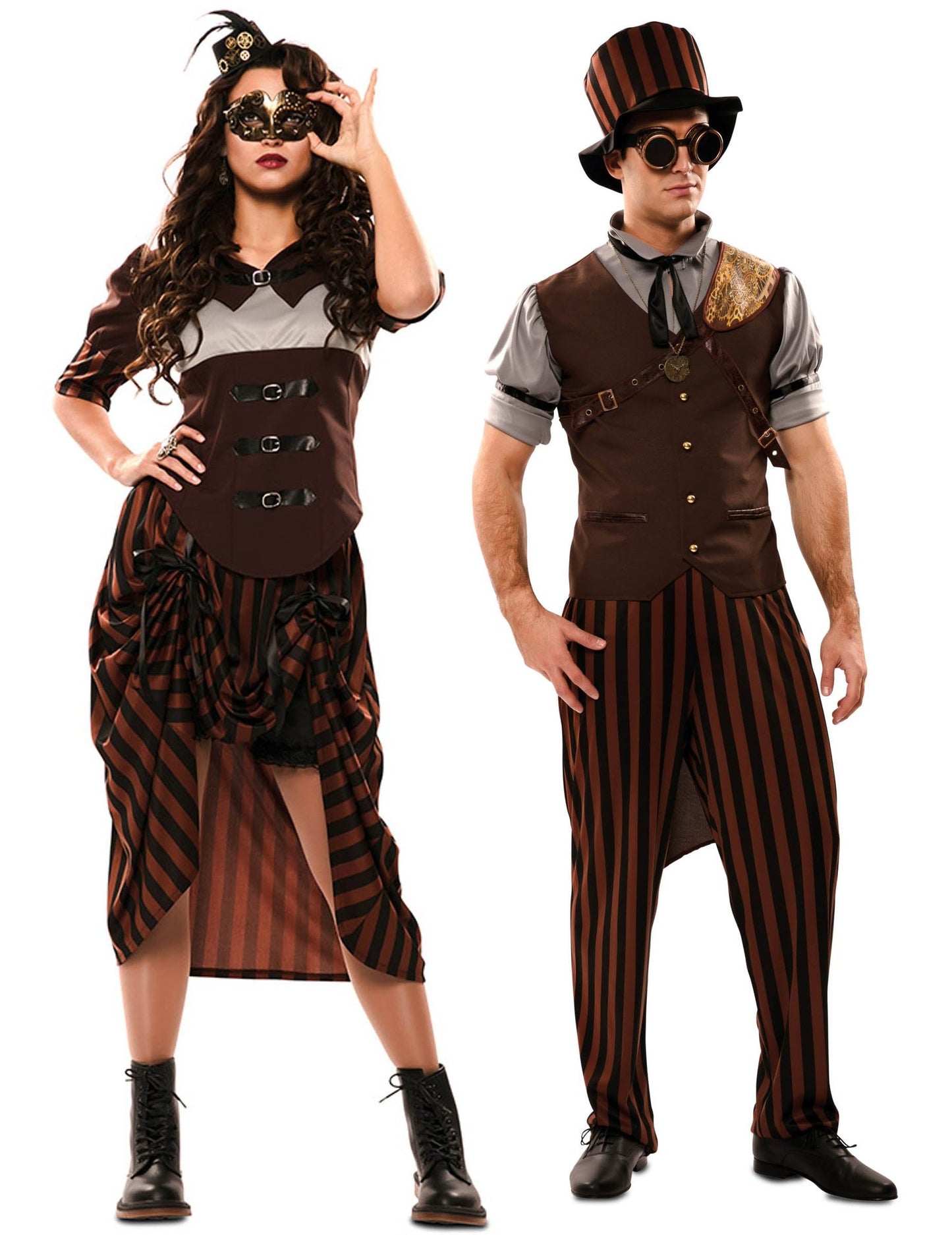 Párový steampunkový kostým hnedý pre dospelých