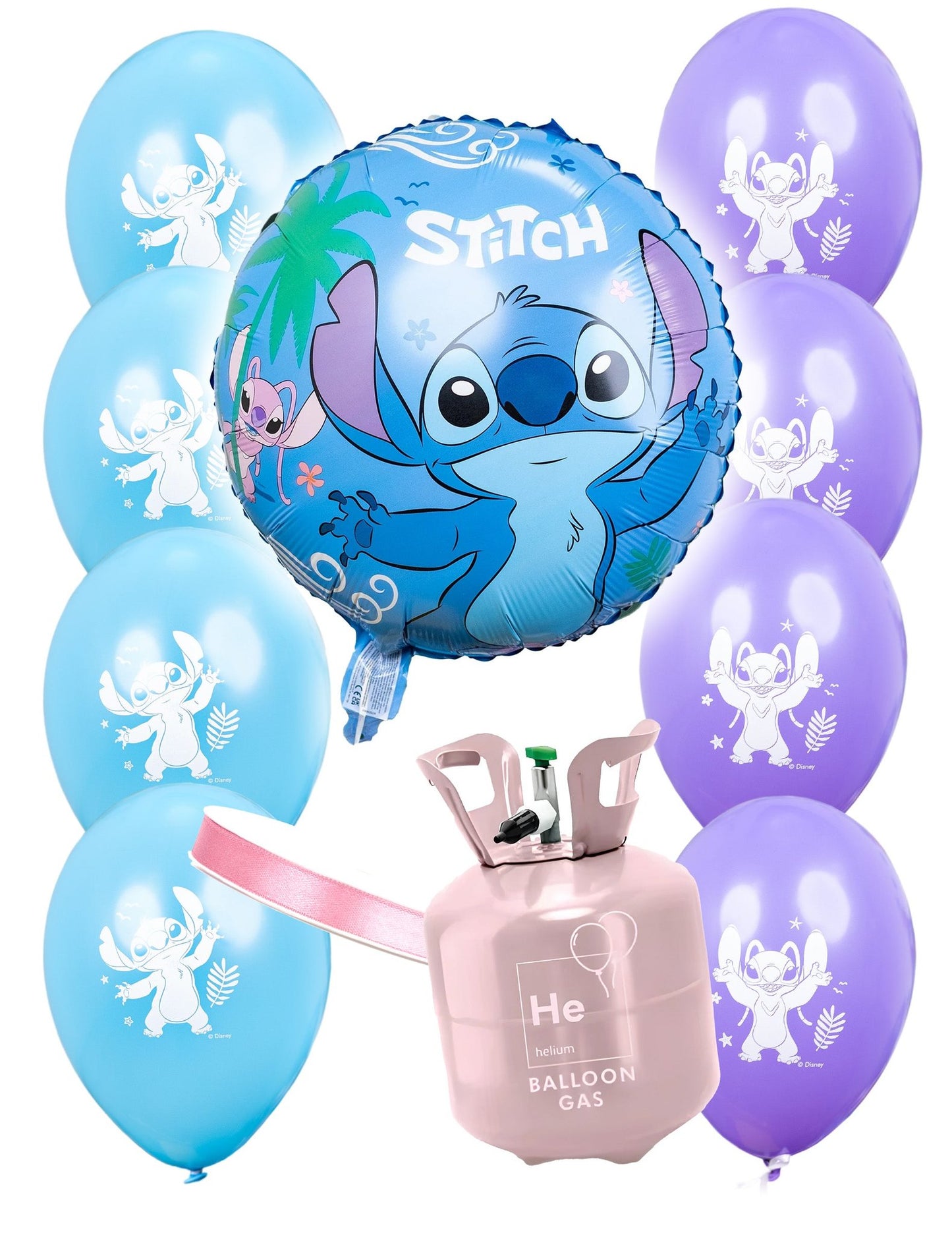 Súprava héliovej fľaše s 9 balónmi Stitch™ a stuhou