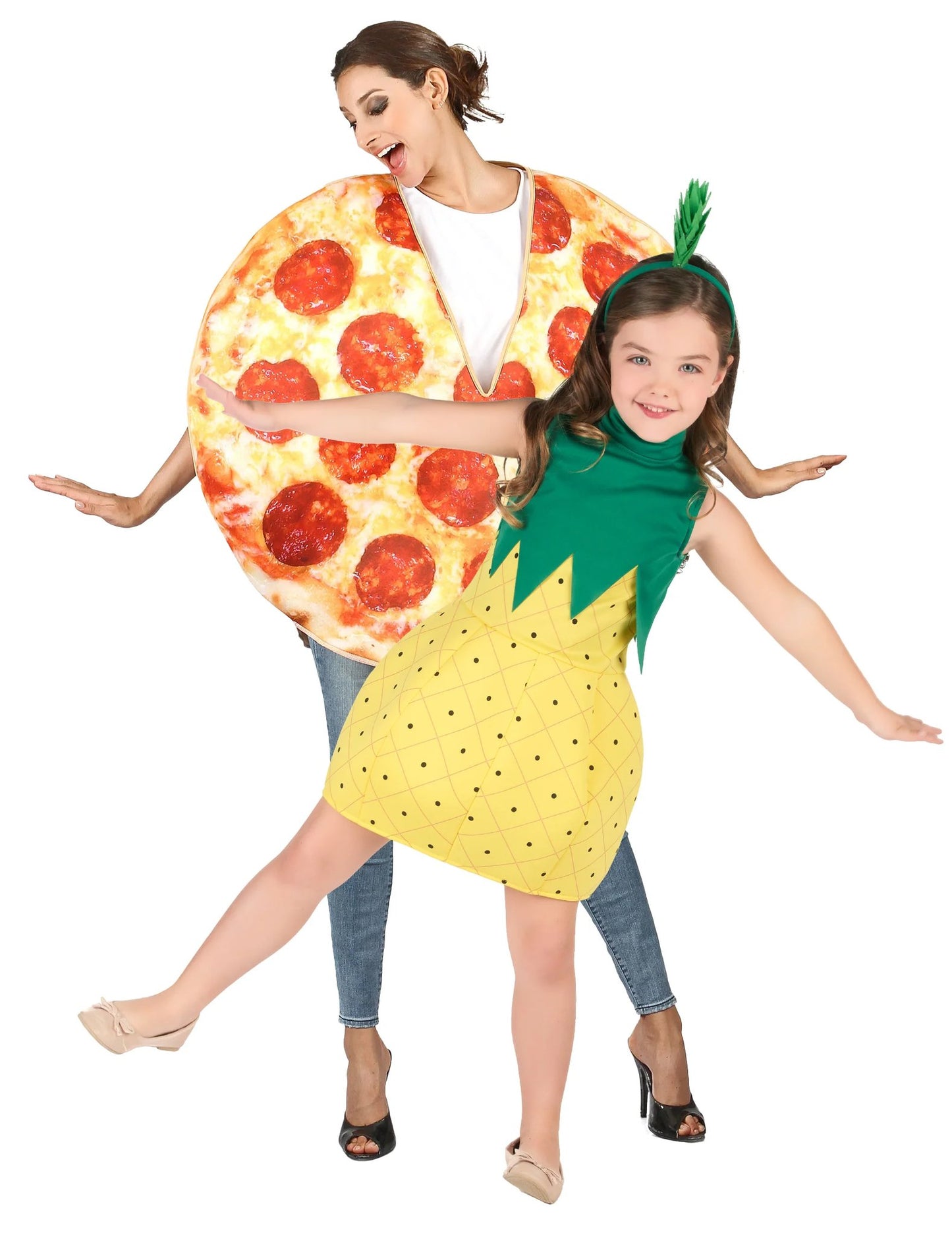 Pár kostým pizza a ananás rodič a dieťa