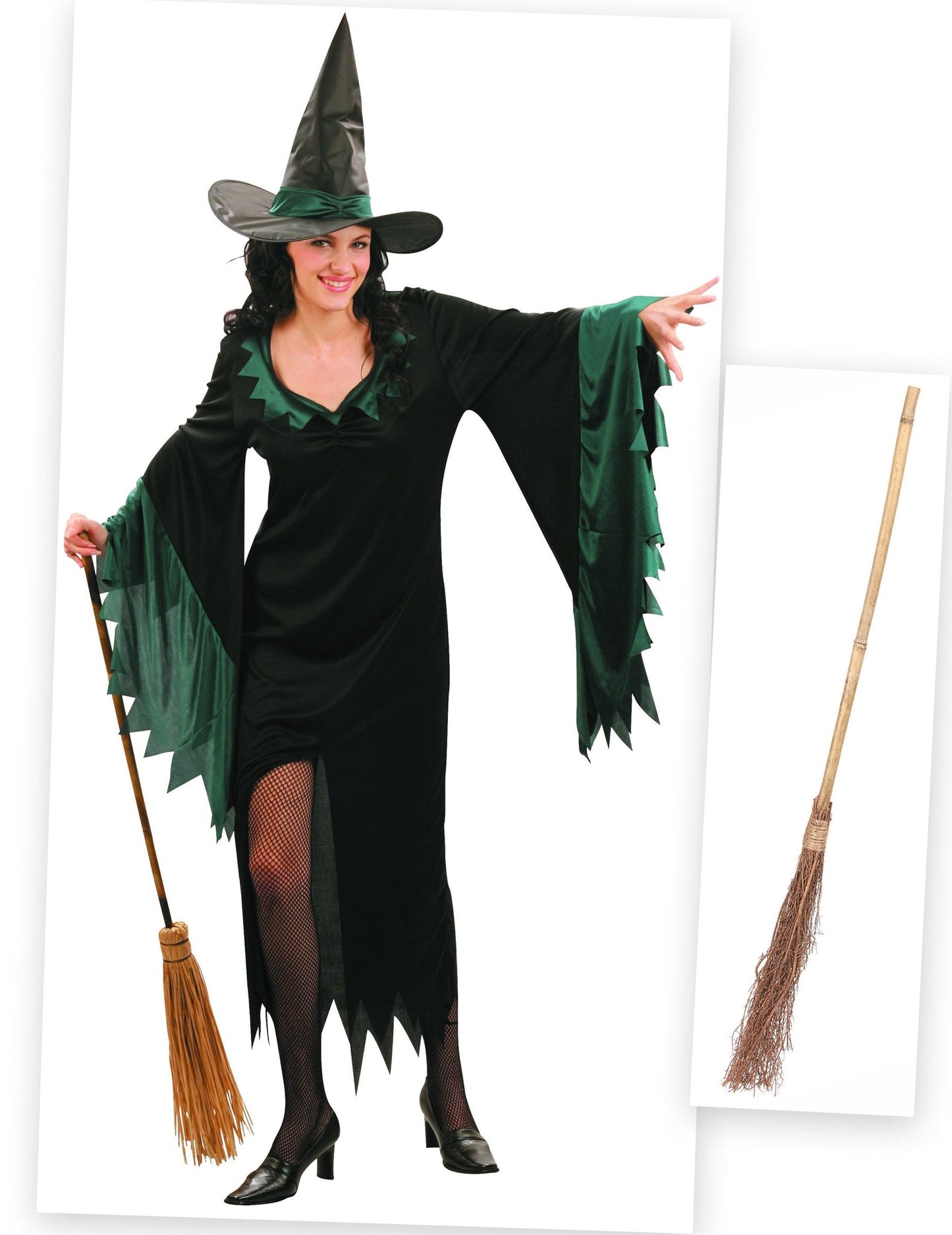 Balík dámskeho kostýmu čarodejnice s metlou na Halloween