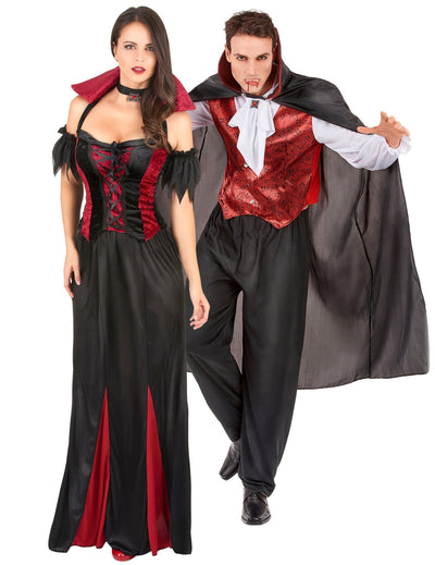 Dvojica kostýmov červený netopier-vampír na Halloween pre dospelých