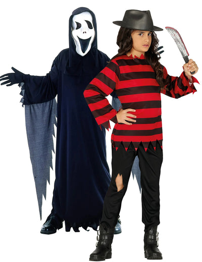 Párový kostým vraha a nočnej mory pre deti na Halloween