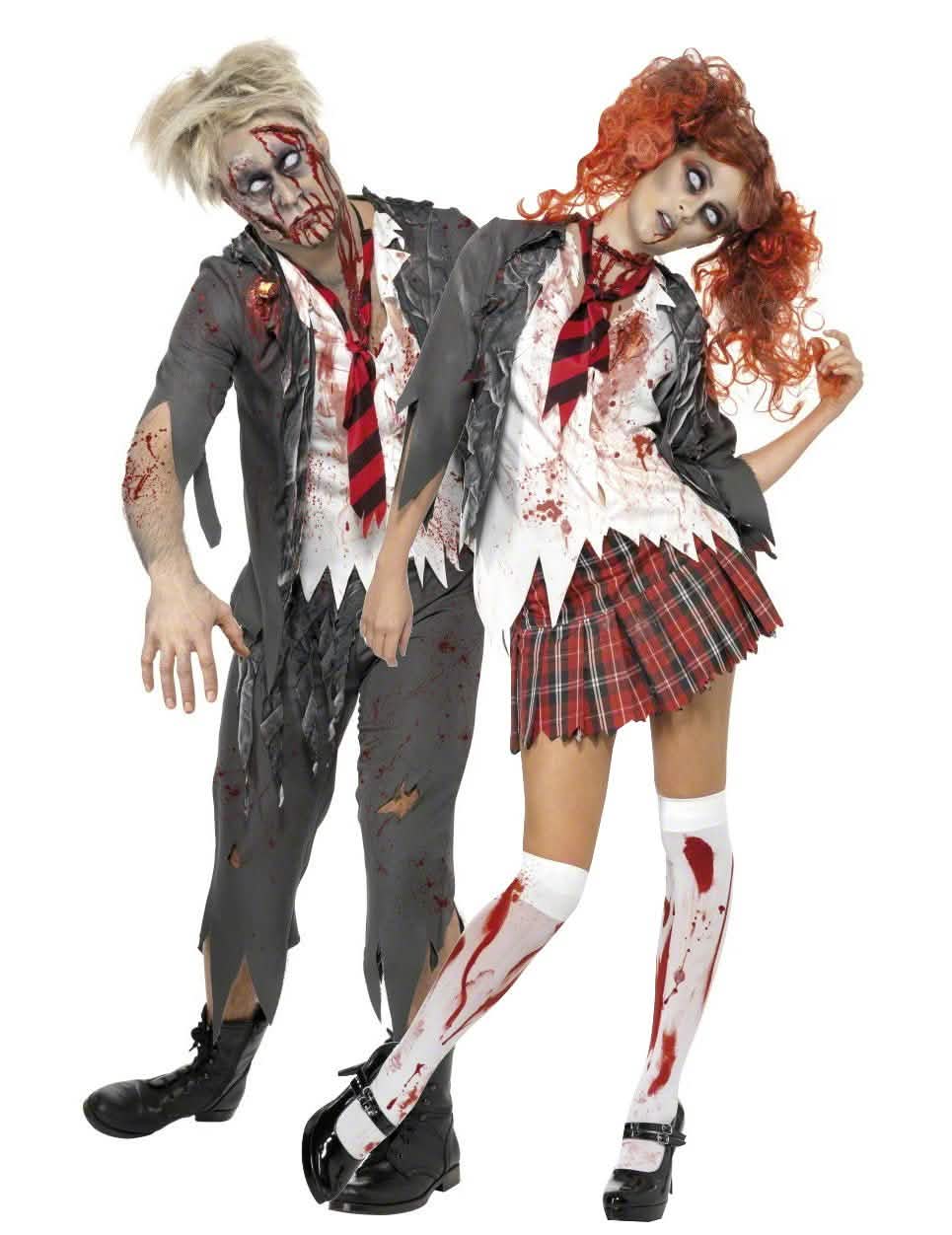 Zombie školské párové kostýmy na Halloween