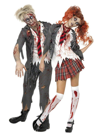 Zombie školské párové kostýmy na Halloween