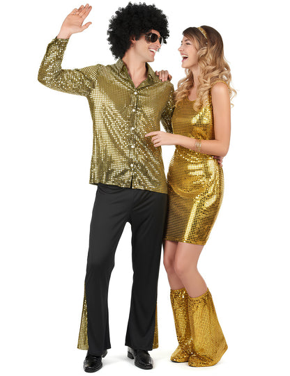 Kostým pre dospelých so zlatými flitrami a diskotékou