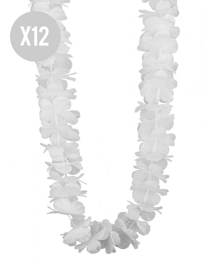 12 Colliers hawaï blanc