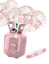 Súprava héliovej fľaše so 6 balónmi s konfety Happy Birthday a stuhou