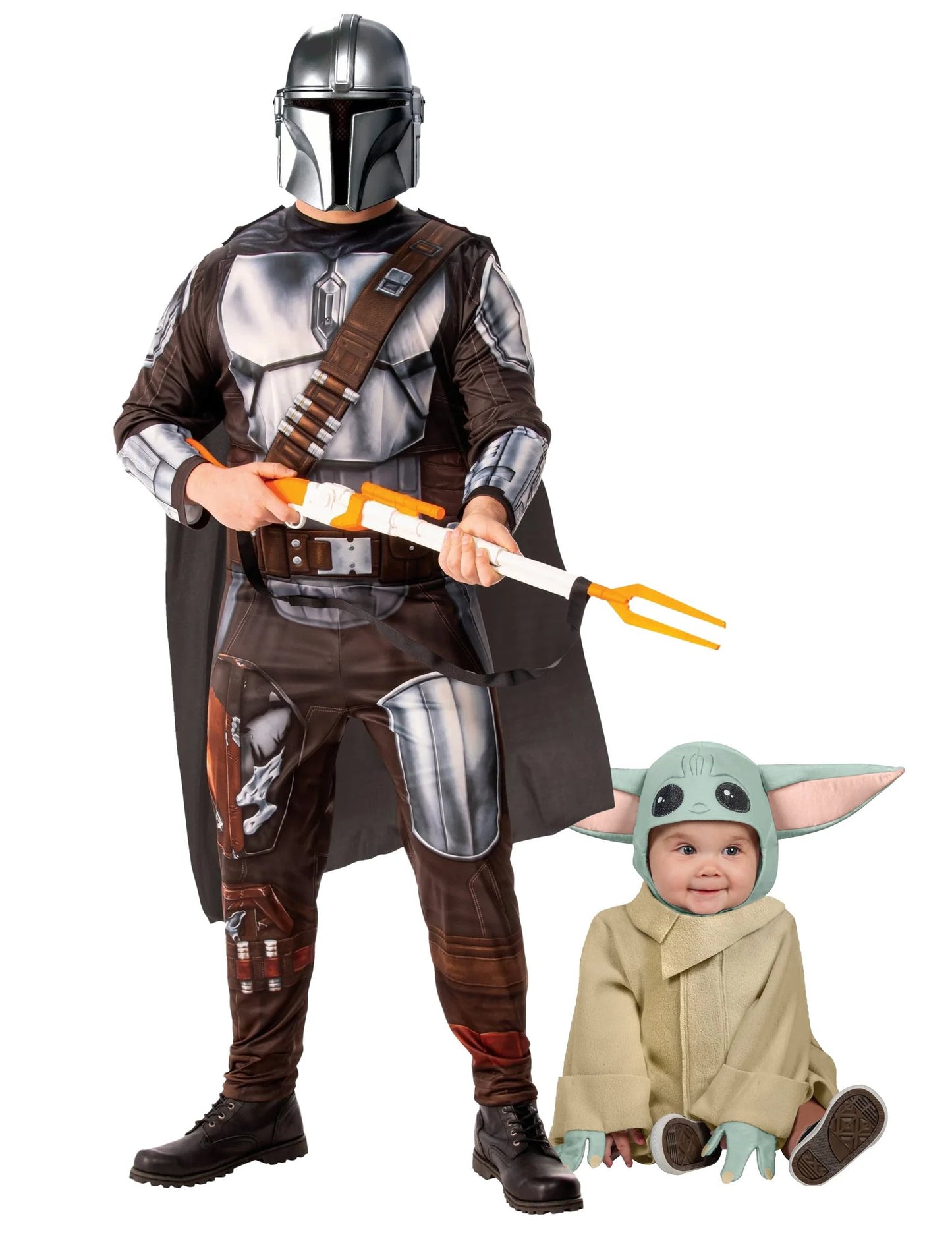 Párový kostým Mandalorian a Baby Yoda, otec a syn bábätko