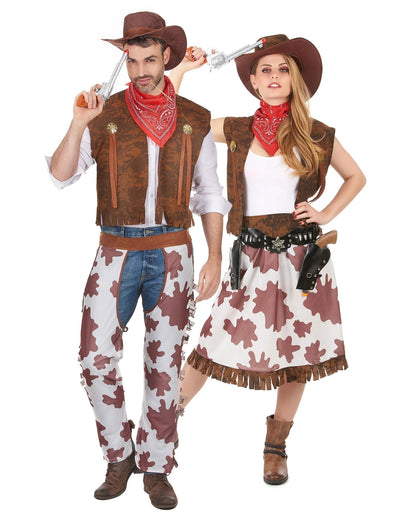 Klasický kostým kovboja a kovbojky pre dospelých pre pár