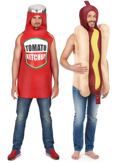 Párový kostým hot dog a kečup pre dospelých