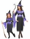 Kostým páru fialových čarodejníc na Halloween matka a dcéra