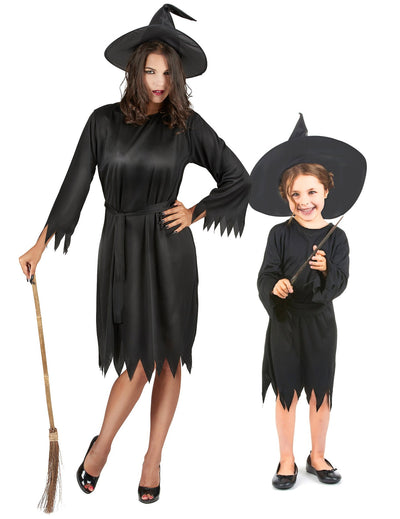 Halloweenský kostým pre pár čarodejnica mama a dcéra