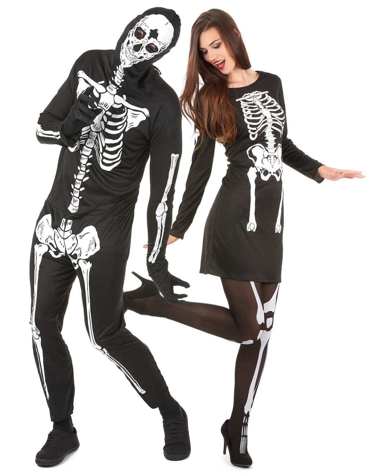 Párikový kostým kostlivcov na Halloween pre dospelých