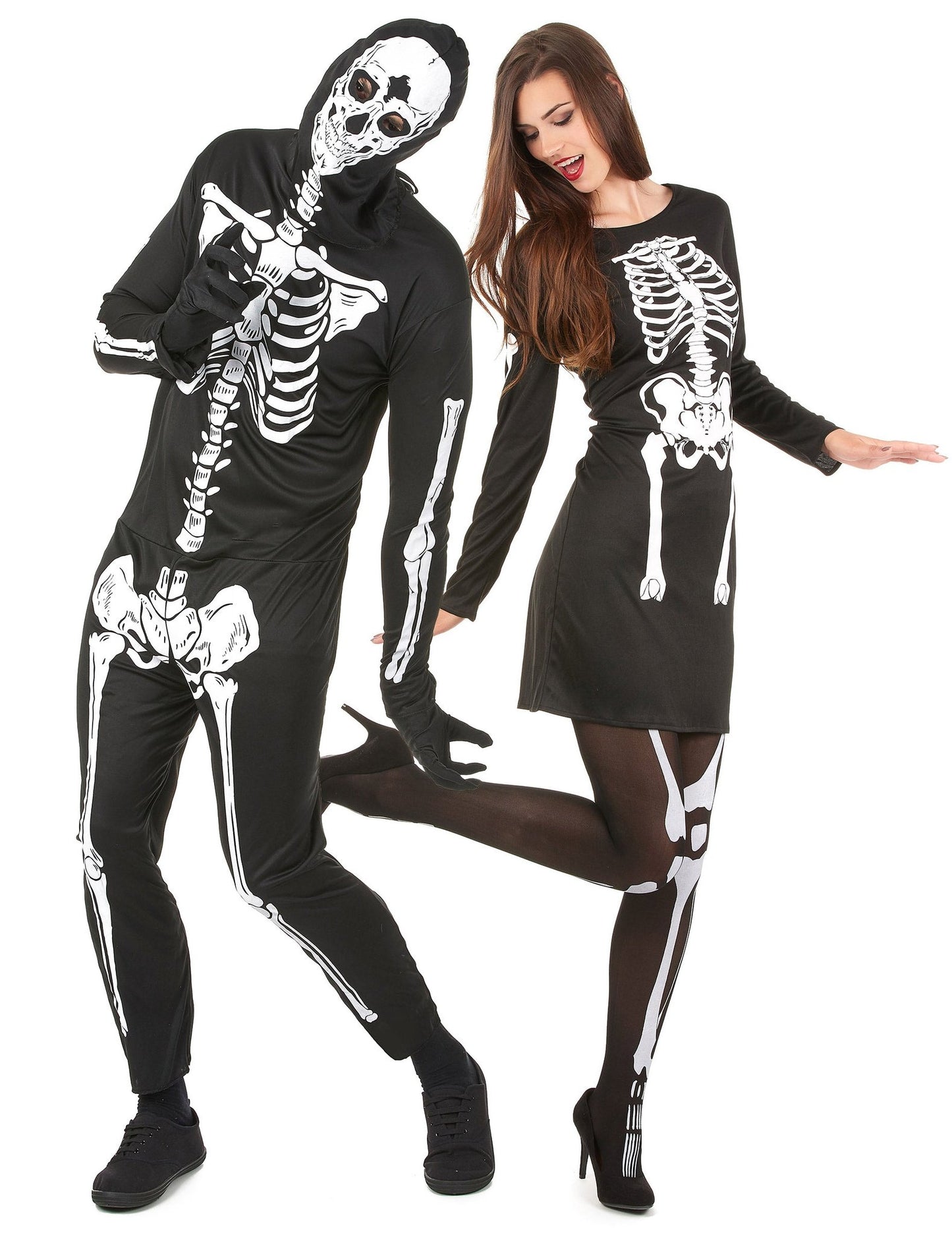 Párikový kostým kostlivcov na Halloween pre dospelých