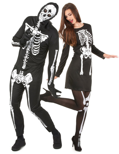 Párikový kostým kostlivcov na Halloween pre dospelých