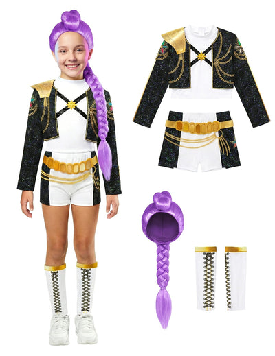 Súprava kostýmu a parochne Rumi Gold Kpop Demon Hunter™ pre dievča