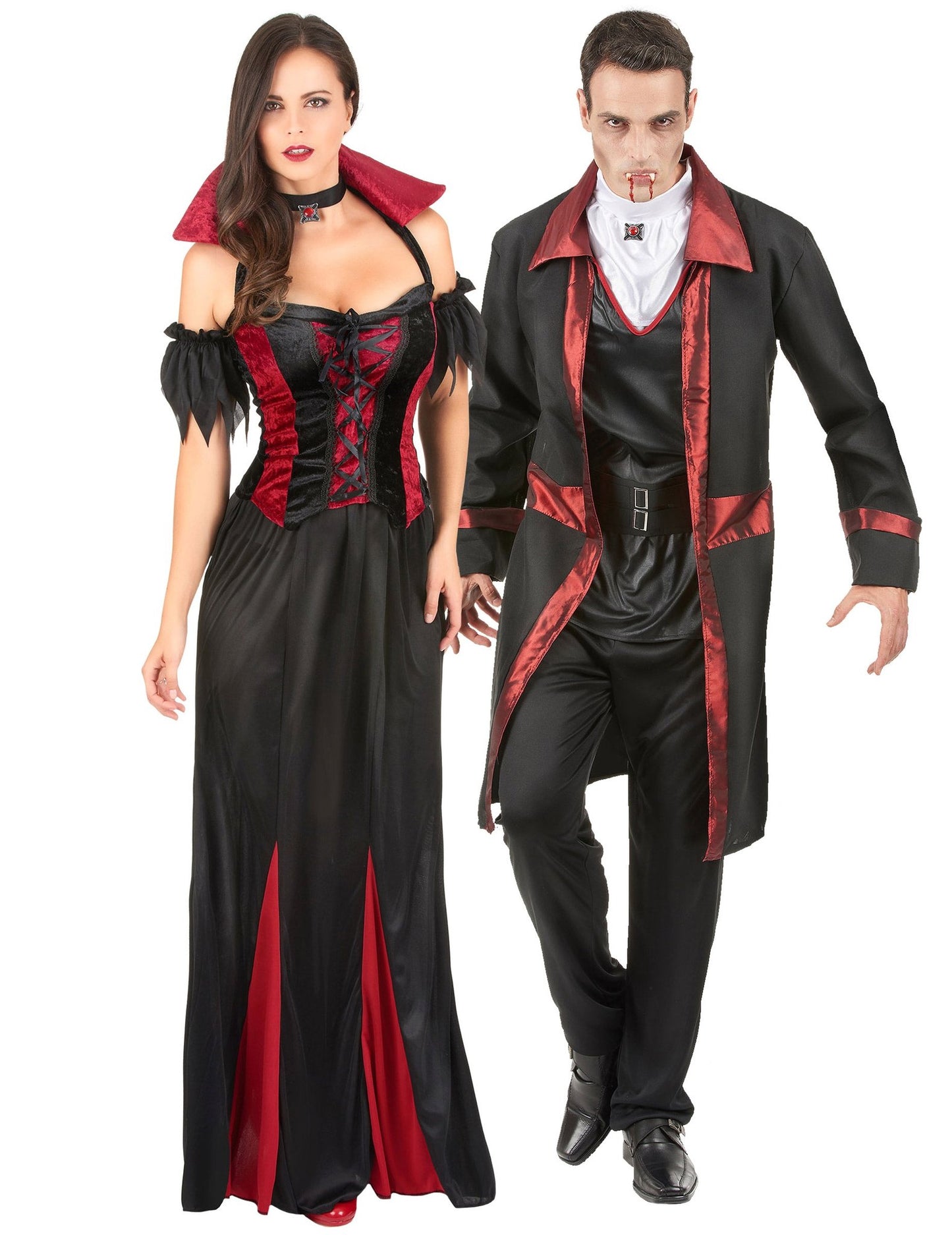 Elegantný párový upírsky kostým na Halloween pre dospelých