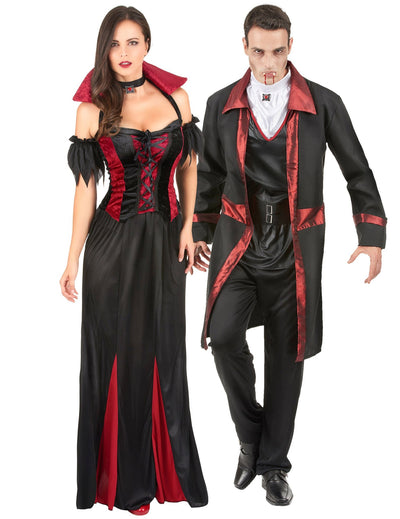 Elegantný párový upírsky kostým na Halloween pre dospelých