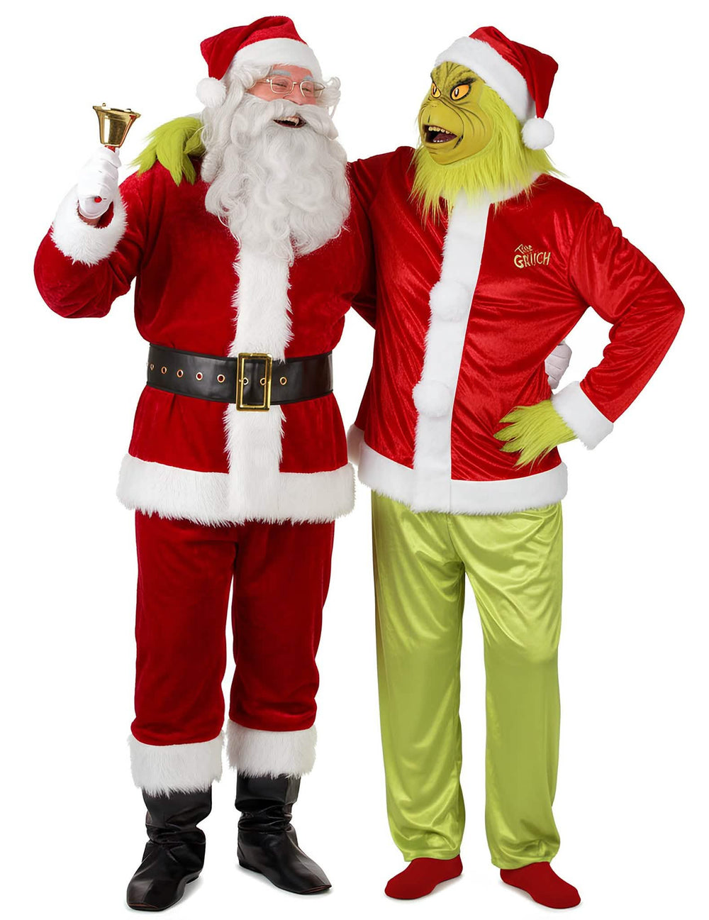 Déguisement de couple Grinch™ et Père Noël pour adulte rouge et vert