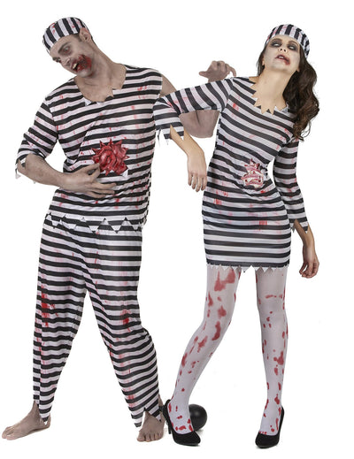 Párový kostým zombie väzňov na Halloween