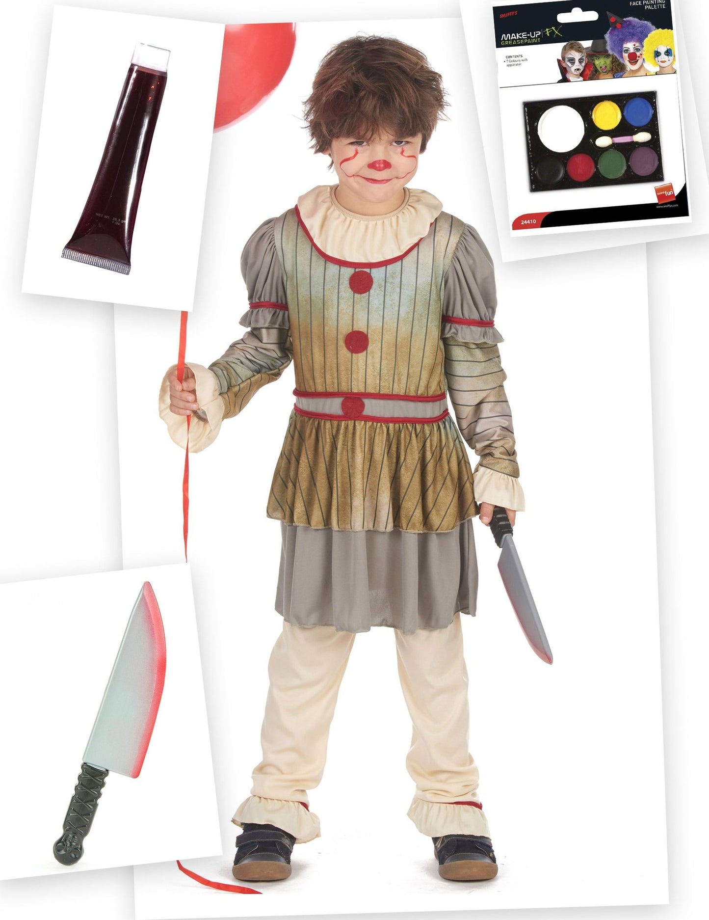 Balíček strašidelného klaunského kostýmu na Halloween pre chlapca