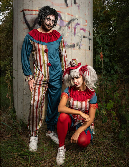 Párový kostým farebných klaunov na Halloween