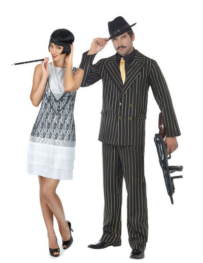 Párový gangsterský kostým Charleston chic pre dospelých