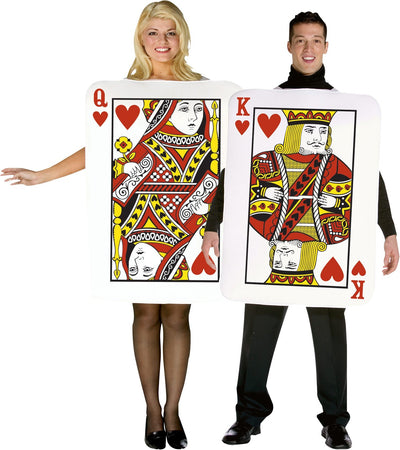 Pár kostým kariet kráľa a kráľovnej sŕdc