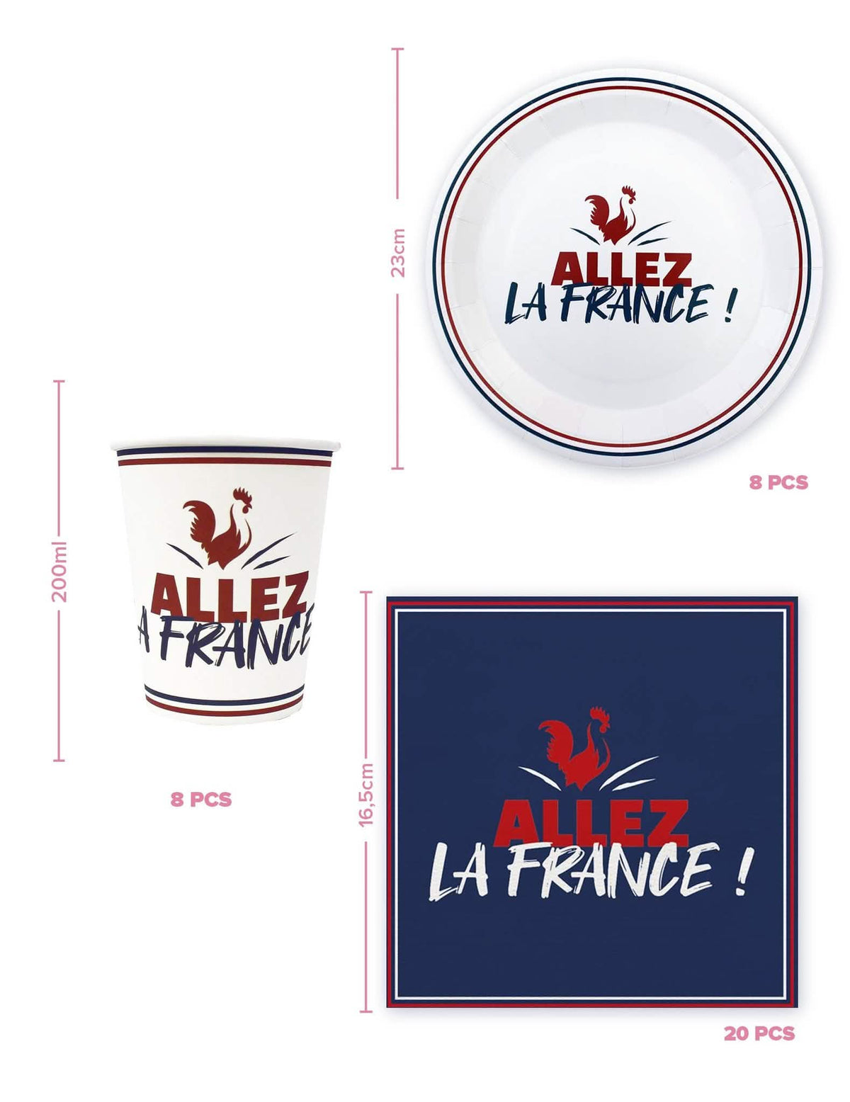 Jednorazová sada riadu Allez la France