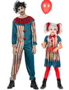 Párový kostým farebných klaunov otec a dcéra na Halloween