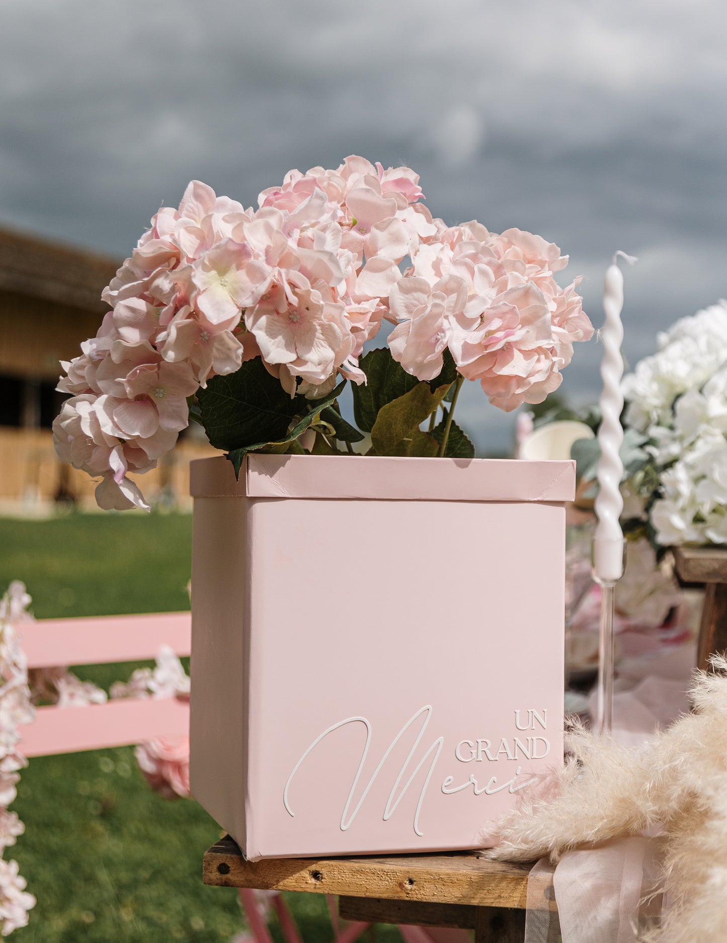 Umelá ružová hortenzia, 19 cm, vyrobená z látky