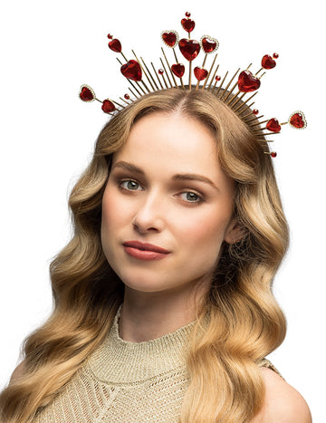 Kovová čelenka s červenými srdiečkami