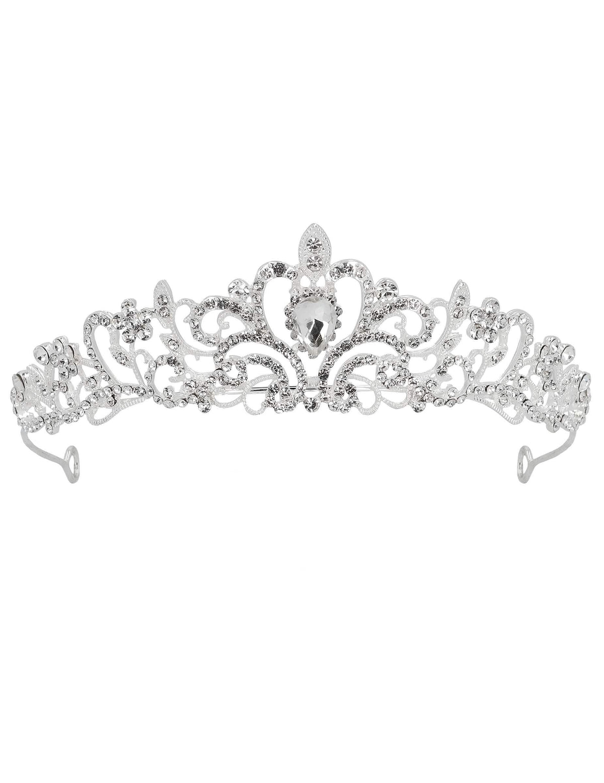 Vue de face de la tiare princesse métallique à strass