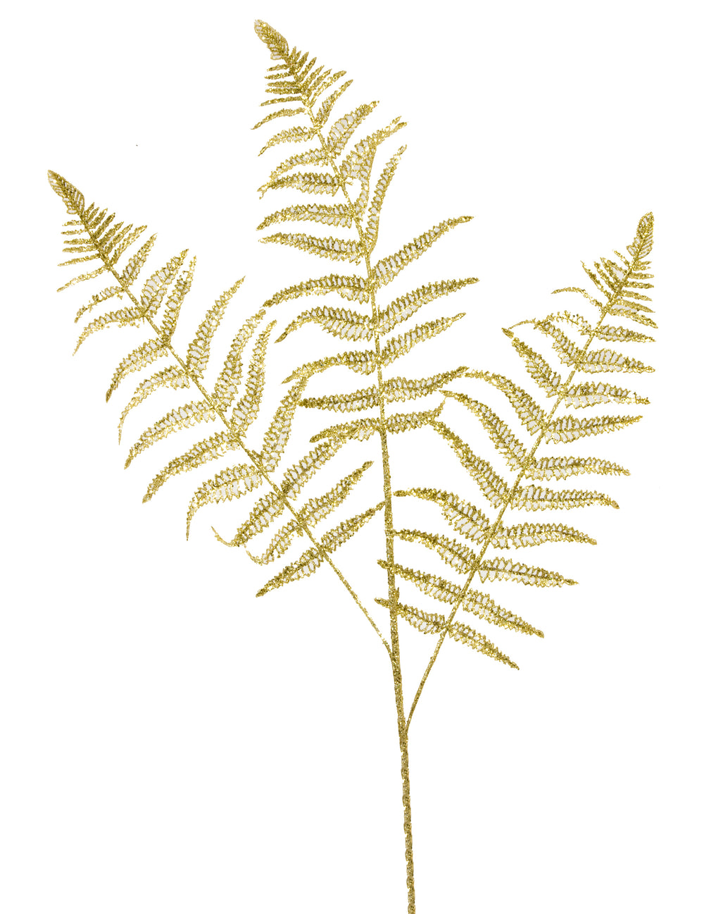 Tige de fougère Noël pour décoration dorée pailletée
