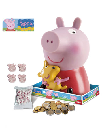 Péniaze s cukrovinkami Peppa Pig pre deti ružová a červená