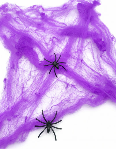 Fialová pavučina s pavúkmi 20 g Halloween