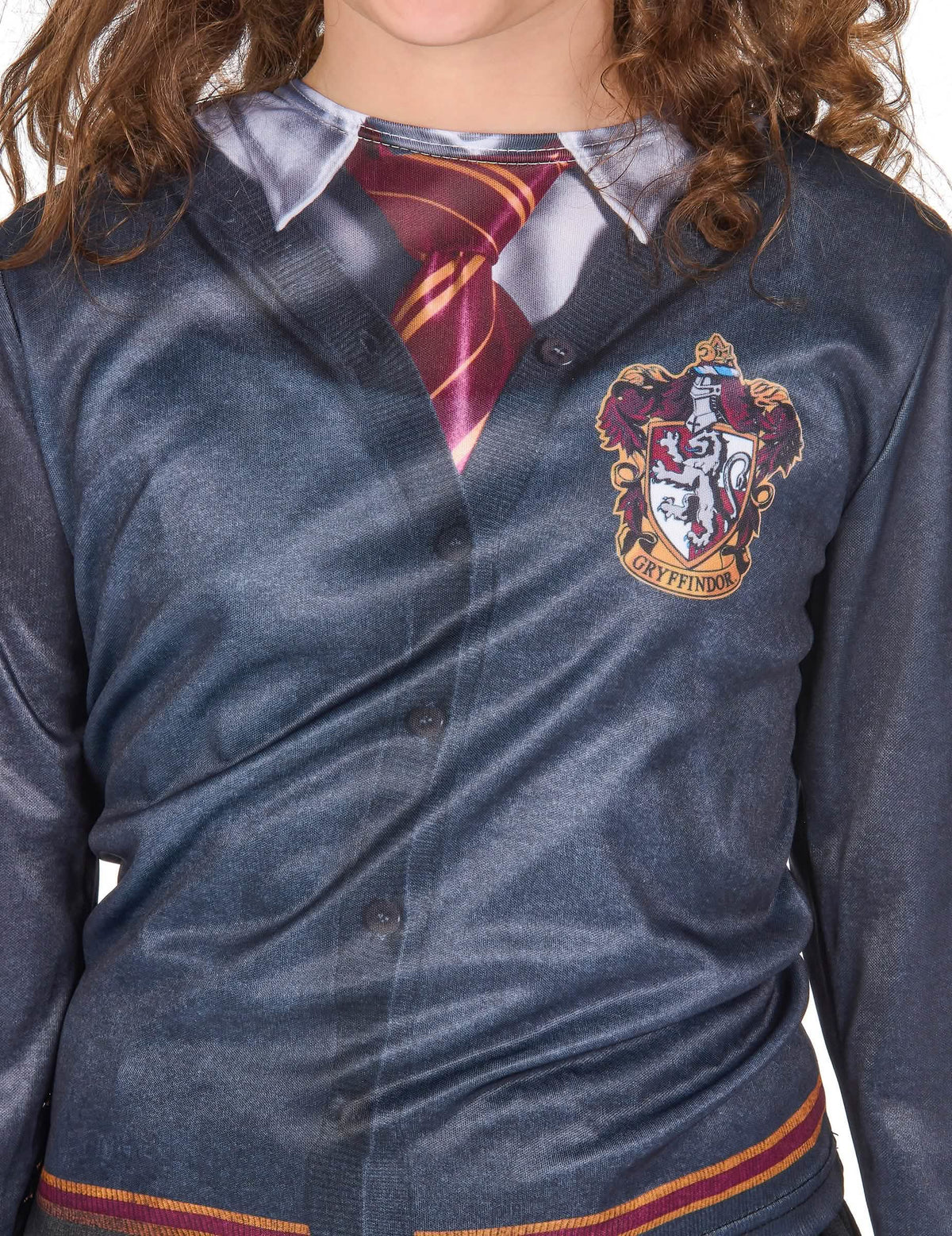 Záber na potlač s efektom kardiganu topu so sukňou Gryffindoru Harry Potter