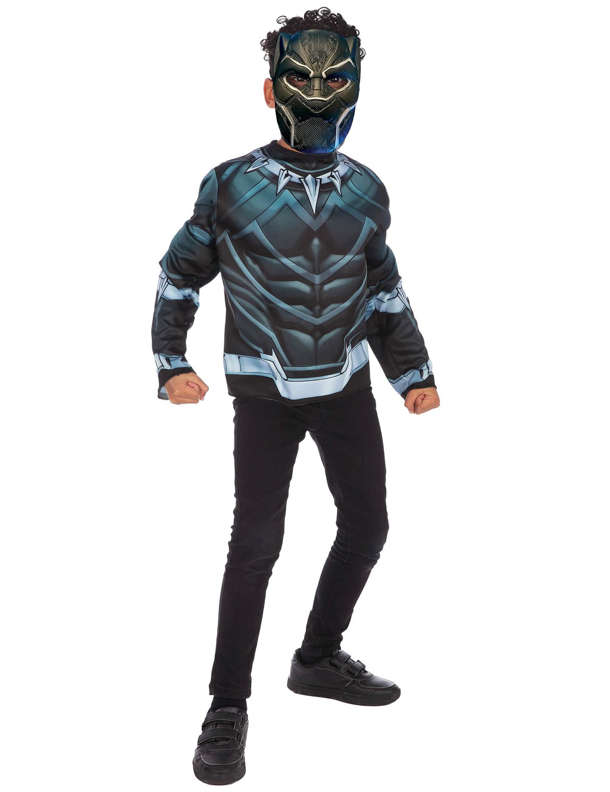 Vrch s maskou Black Panther pre chlapec čierna a modrá