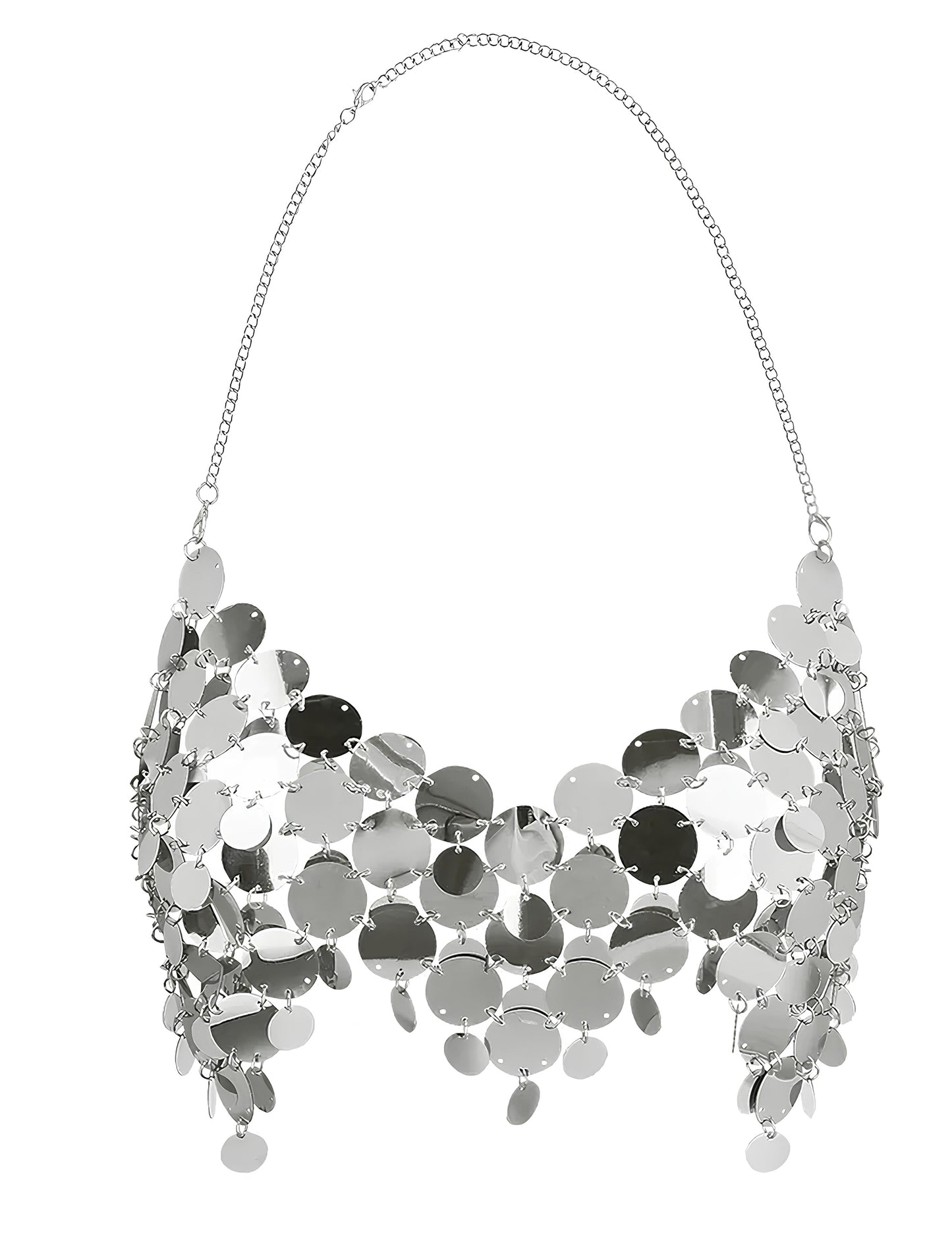 Festivalové tričko s veľkými striebornými flitrami pre dospelých 