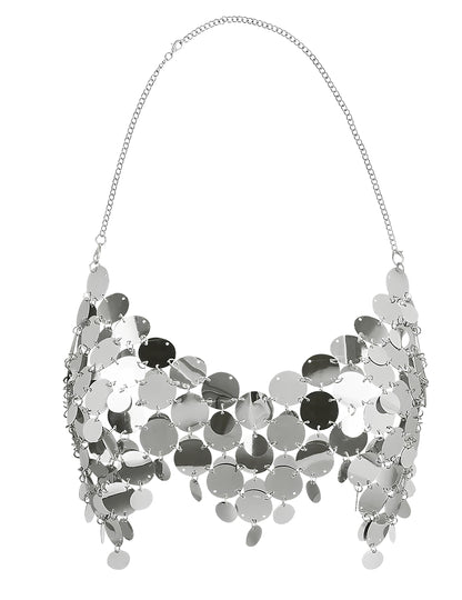 Festivalové tričko s veľkými striebornými flitrami pre dospelých 