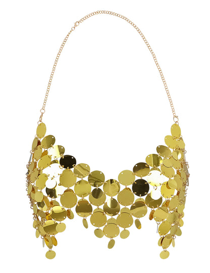 Festivalový top s veľkými zlatými flitrami pre dospelých 